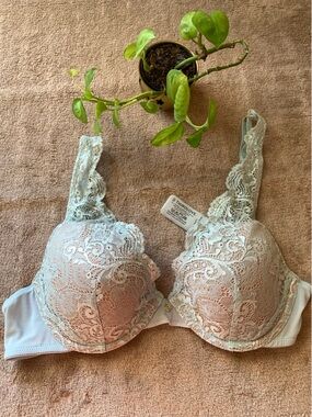 ThirdLove Lace Underwire Bra in Light Blue - lace contour plunge